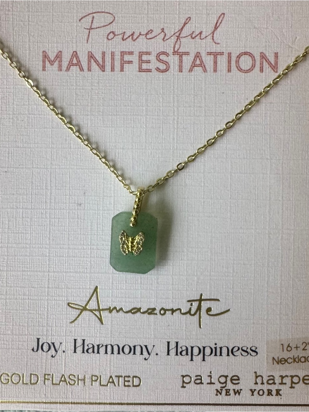 PAIGE HARPER Amazonite Butterfly Necklace Gold Tone
